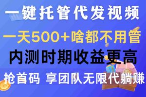 一键托管代发视频，一天500+啥都不用管，内测时收益更高，抢首码
