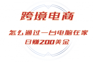 日赚200美金的跨境电商赛道，如何在家通过一台电脑把货卖到全世界