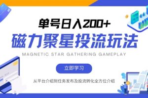 磁力聚星投流玩法，简单操作，全年可做