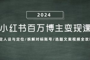 小红书百万博主变现课：确定人设与定位/拆解对标账号/选题文案视频全攻略