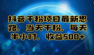 抖音千粉项目新思路，半小时日拱一卒，当天千粉不是难事，收益多多！