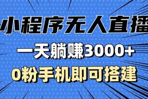 抖音小程序0粉无人直播，一天躺着赚钱3000