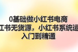 0基础做小红书电商，小红书无货源，小红书系统运营，入门到精通