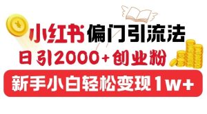 小红书偏门引流诀窍，日引二百 + 创业粉，新手小白变现坦途