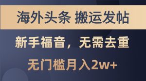 国外今日头条“懒人”搬运法：新手速成，轻松月入1W+，引流矩阵实操指南