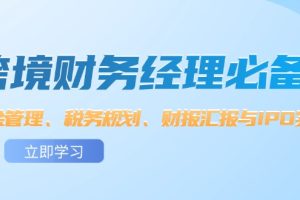 跨境电商财务经理必备：资金管理、税务规划、财报汇报与IPO实战
