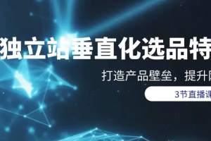垂直化选品训练营，打造产品壁垒，提升网站利润（3节直播课）