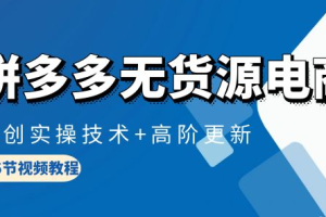 拼多多无货源电商，原创实操技术+高阶更新（16节视频教程）