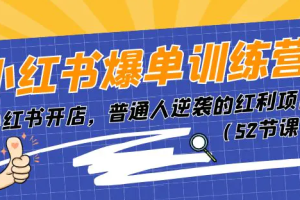 小红书爆单训练营，小红书开店，普通人逆袭的红利项目（52节课）