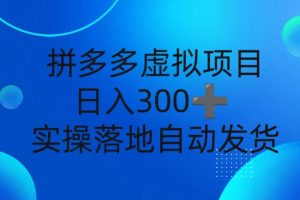 拼多多虚拟资源项目：新手日入 300 +，可批量复制