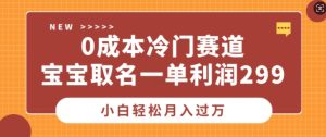 零成本宝宝取名冷门赛道，小白轻松月入过万实操指南