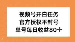 视频号开白任务，官方授权不封号，单号每天稳定收益 80+