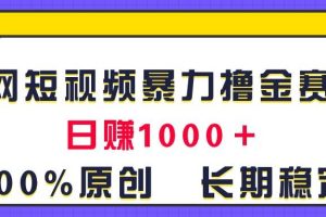 全网短视频暴力撸金赛道，日入1000＋！原创玩法