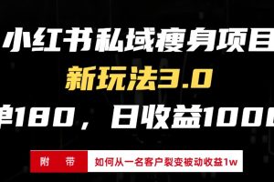 2024小红书大健康瘦身玩法，1单180，日赚1000，新手友好型项目