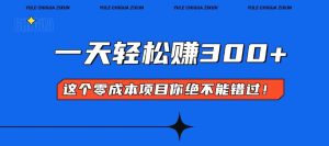 零成本入门赚钱：简单几步开启一天300+的赚钱之路，轻松上手！