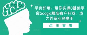 外贸新手蜕变之旅：0 基础学会 Google 精准客户开发，学完即用成为业务高手