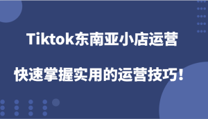 Tiktok东南亚小店经营：快速上手，好用的运营方法