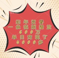 蛇年贺春，一条视频播放 600 万，单日变现 4000 多，爆款视频创富传奇