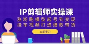 IP后期剪辑实操课：增粉跑实体模型养号到转现，挂车视频推出爆款卖货