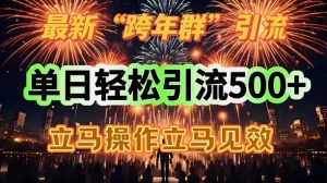 全新跨年夜群引流，单日轻轻松松引流方法500，立刻实际操作立马见效
