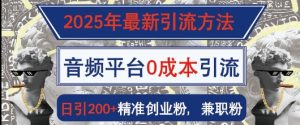 2025年全新推广方法，音频平台0成本费引流方法，日引200 精确自主创业粉