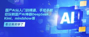 国内AI实用教程，教你如何轻松玩国内AI软件DeepSeek，Kimi，mindshow等