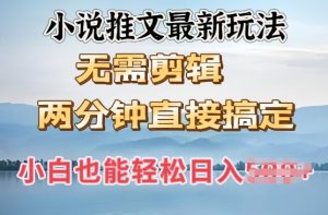 抖推猫全新游戏玩法，新手也可以月入5k，小说推文不用视频剪辑，立即代发货，2min立即解决