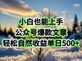 新手也可以入门，微信公众号爆款文章，轻松自然流盈利单日5张