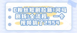 0粉丝们短剧剧本引流(小河马剧院)全过程，一个视频做了2954