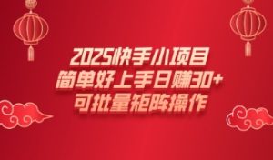 2025快手小新项目，简易好上手日入30 ，可大批量引流矩阵实际操作