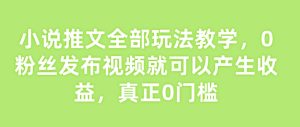 小说推文所有游戏玩法课堂教学，0粉丝们发作品就能产生收益，真真正正0门坎