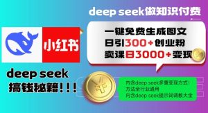 Deepseek一键完全免费形成小红书的图文并茂日引300 自主创业粉，日转现好几张实例教程，方式整个行业通用性！