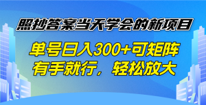 照搬回答当日懂得的新项目，运单号日入300 可引流矩阵，有手就行，轻轻松松变大