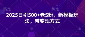 2025日引500 老S粉，新模版游戏玩法，带变现模式