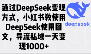 根据DeepSeek变现模式，小红书的教应用DeepSeek图文并茂，引流公域一天转现1000