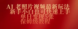 AI老图片视频全新游戏玩法，新手入门也可以快速入门，单日转现5张，家庭保姆级实例教程