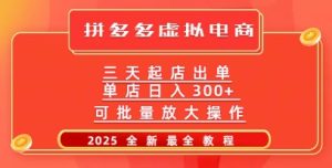拼多多平台三天出单2025全新实例教程，大批量变大实际操作，月入了W