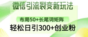 微信加粉裂变式新模式：合理布局50 长尾关键词引流矩阵，轻轻松松日引300 自主创业粉