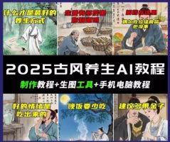 抖音视频AI唯美古风健康养生视频教学，日入五张，轻轻松松增粉 10W