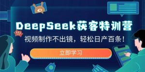 DeepSeek拓客夏令营，视频后期制作不出境，轻轻松松日产百条！