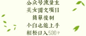 微信流量主长期收益新项目，美女照片简易拷贝，新手也可以入门，轻轻松松日入5张