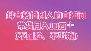 抖音视频直播他人直播间卖货月入10万＋(不露脸、不出境)