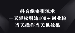 抖音视频机密引流术，一天轻轻松松引流方法100 自主创业粉，那天实际操作当日见实际效果