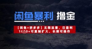闲鱼平台爆利撸金不限流量，日赢利多张，复制推广扩张，长期性易操作