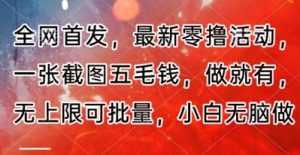 全网首发，最新零撸活动，一张截图五毛钱，做就有，无上限可批量，小白无脑做【流程+官方免费渠道】