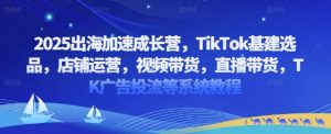 2025出航加速成长营，TikTok基本建设选款，店铺管理，短视频带货，直播卖货，TK广告宣传投流等系统教程