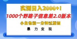 2025抖音视频1000个歪门邪道信息不对称全新游戏玩法，一分钟过原创设计，暴力行为转现月入几k