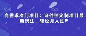 高要求蓝海项目：证件照片订制新项目全新游戏玩法，轻轻松松月入了W