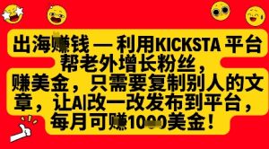 运用kicksta服务平台帮外国人增粉挣美元，每月盈利1000美金