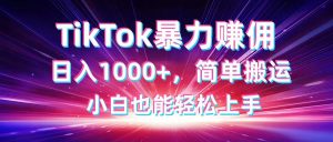 TikTok运送暴力行为赚佣，日入1000 ，简易运送，新手也可以快速上手